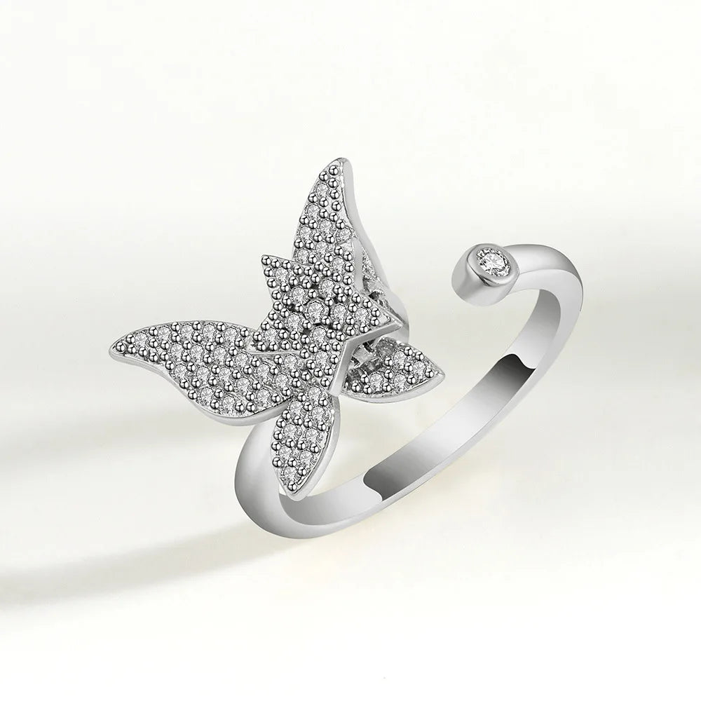 2025 New Rotating Anxiety Knuckle Ring For Women Adjustable And Stackable Open Couple Rings Party Jewelry Gifts Anillo