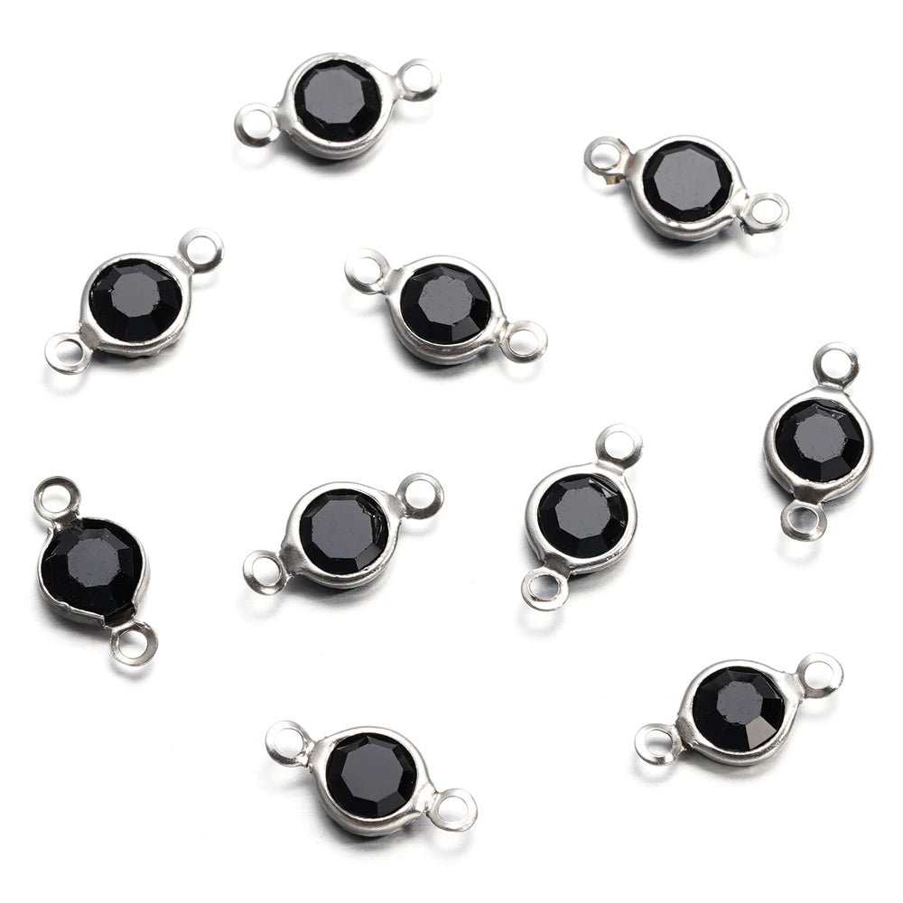 10 Stücke/Los Edelstahl Kristall Rund Doppelring Anhänger für DIY Armband Halskette Perlen Schmuckherstellung Zubehör