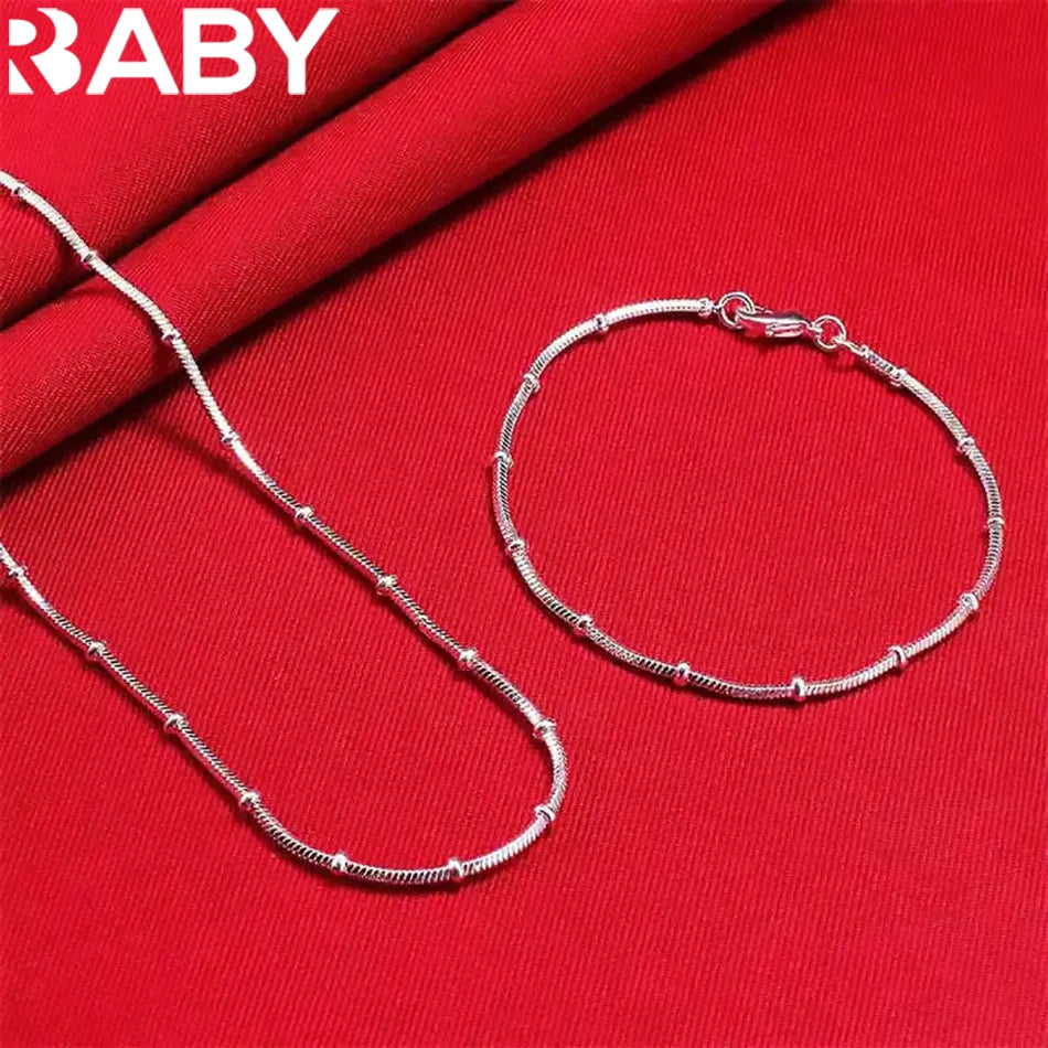 Feine Top-Marken 925 Sterlingsilber Armbänder Halsketten Schmucksets Perlen Schlangenkette für Damen Herren Hochzeitsfeier Geschenke