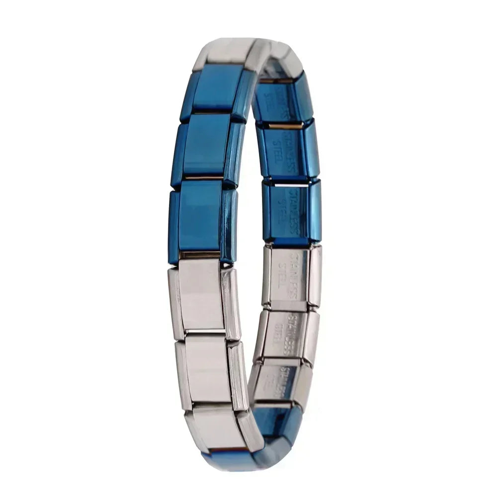 Hapiship Neue Damen Schmuck 9mm Breite Italienisches Elastisches Charm Armband Mode Edelstahl Armreif ST-
