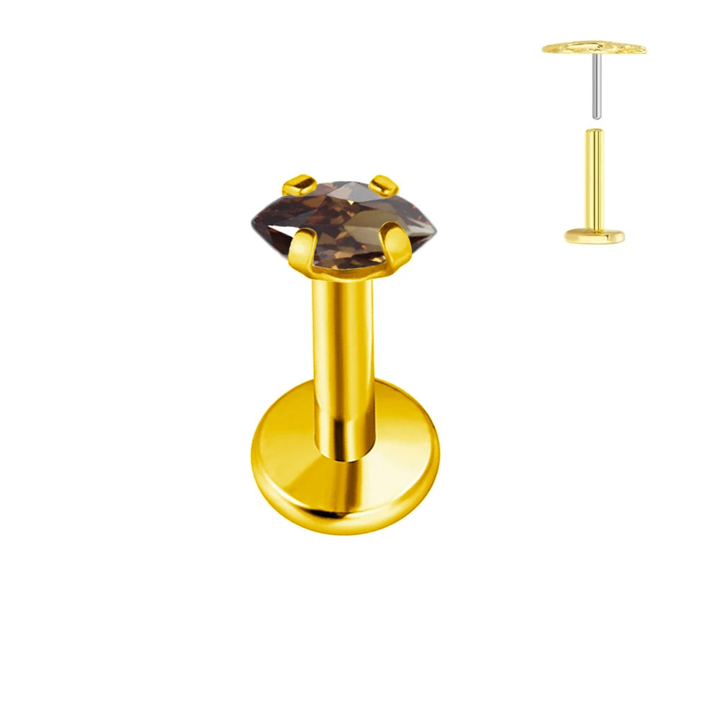100 % G23 Titan Horse Eyes CZ Labret Piercing Push-in Multicolor Tragus Ohrstecker Gewindelos Knorpel Körperschmuck