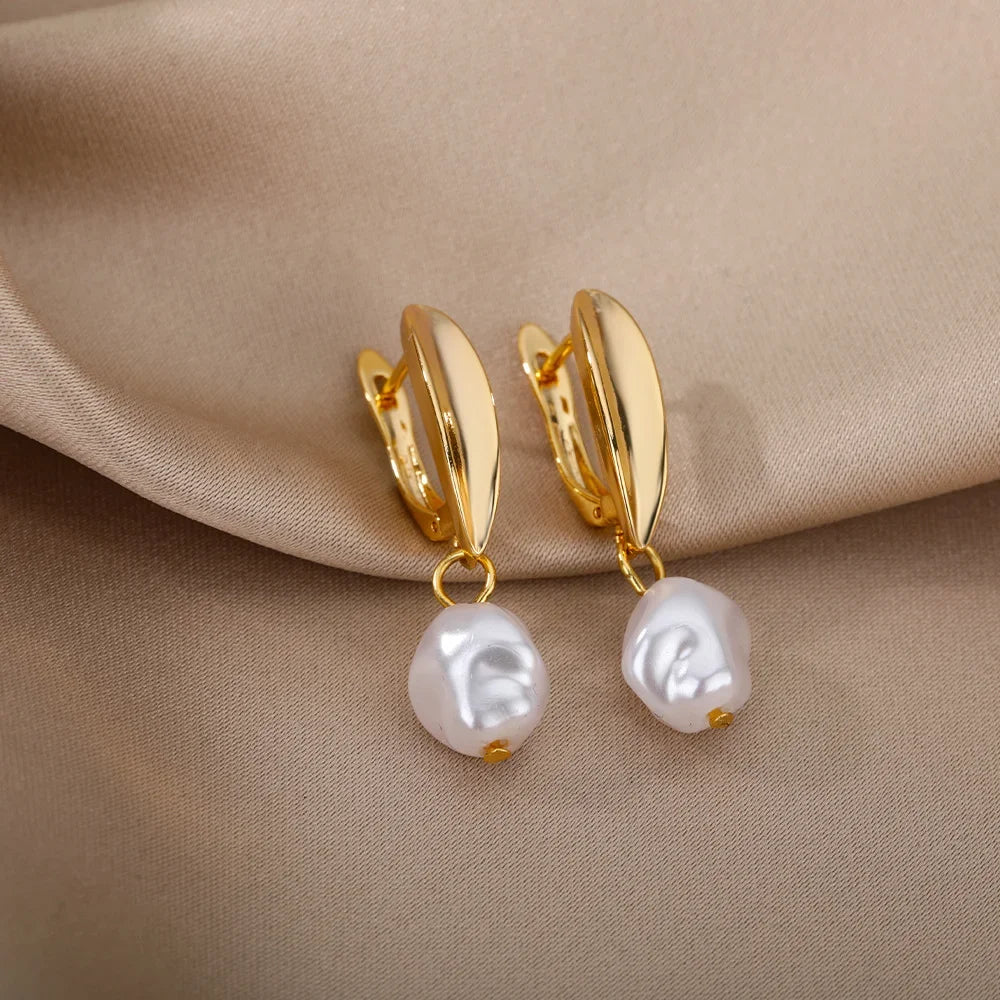 Herz Edelstahl Ohrringe für Frauen Zirkon Goldfarbe Creolen Ästhetische Wasserdichte Ohrpiercing Schmuck Accessoires