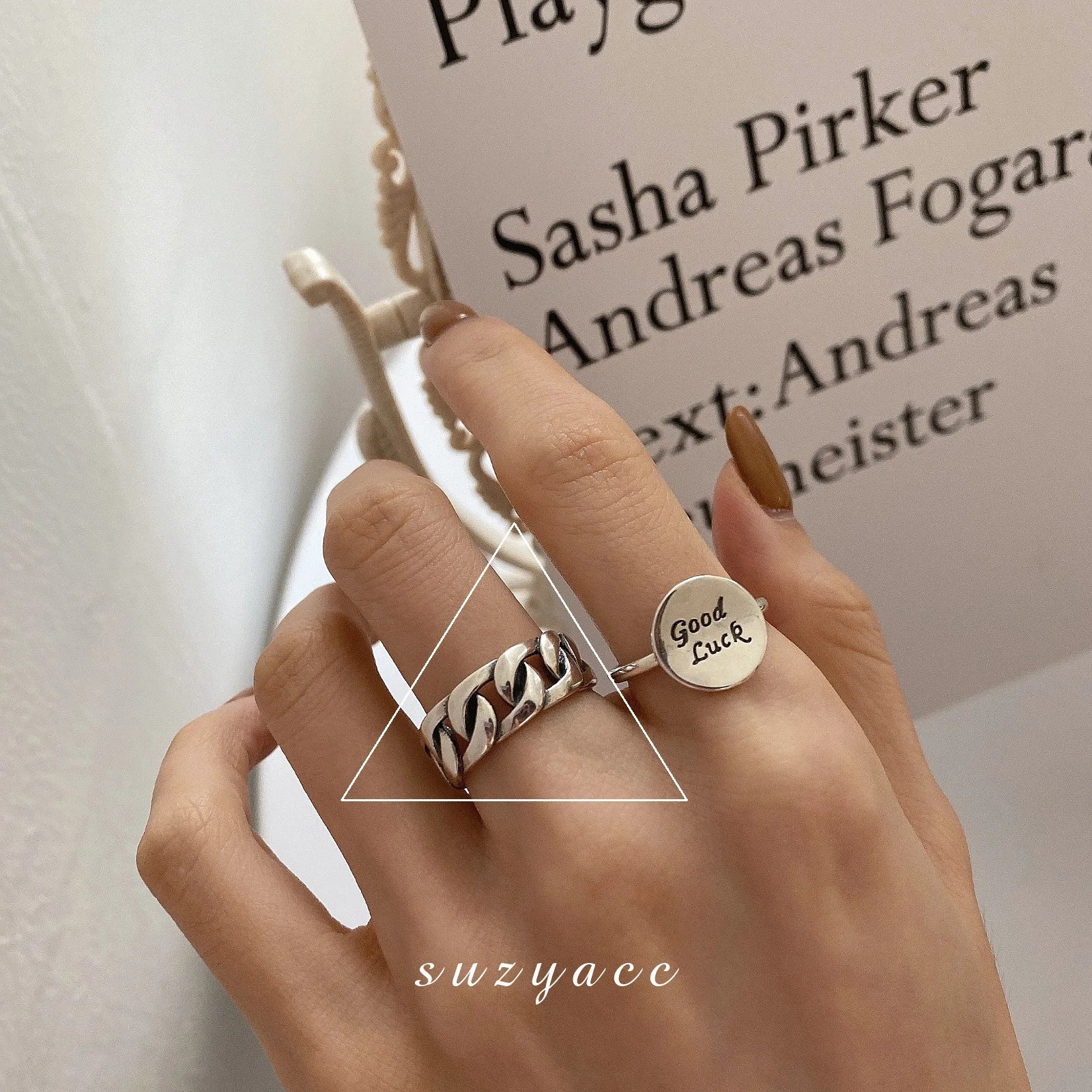 VENTFILLE 925 Sterling Silber Fingerringe Neue Mode Kreative Kreuz Hohlkette Geometrischer Partyschmuck Geschenke