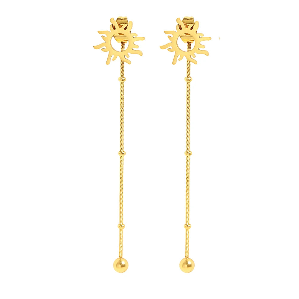 Edelstahl-Ohrringe Klassischer Sonnen-Totem Lange Schlangenkette Ohrstecker Für Frauen Schmuck Mode Beliebte Freundesgeschenke
