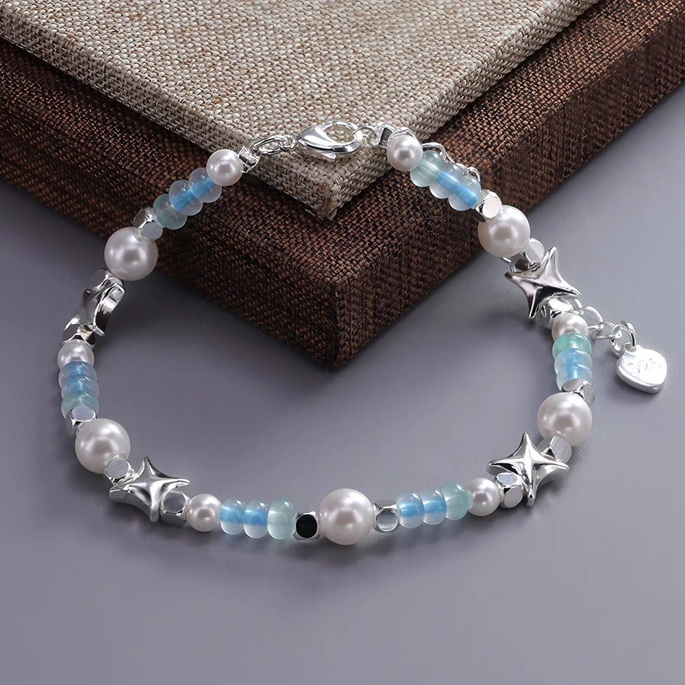 925er Sterlingsilber Sternperlen Armband für Frauen Fragmentiertes Silber Süß Romantisch Vielseitig Trend Schmuck Geschenke Dropshipping