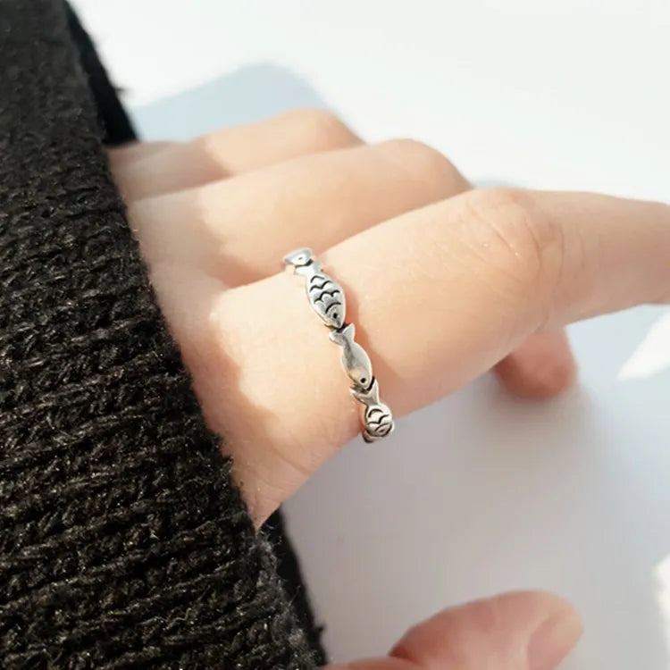 925 Sterlingsilber Fisch Verstellbare Ringe für Damen Verlobungsschmuck Großhandel