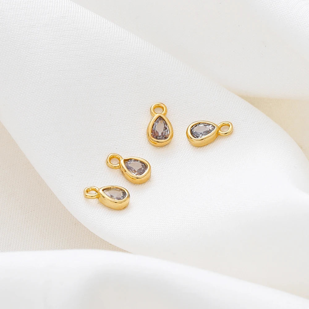 5/10 unidades/lote Colgantes en forma de gota de agua al por mayor Chapado en oro de 18 quilates Colgantes de circonita cúbica para hacer joyas de collar DIY