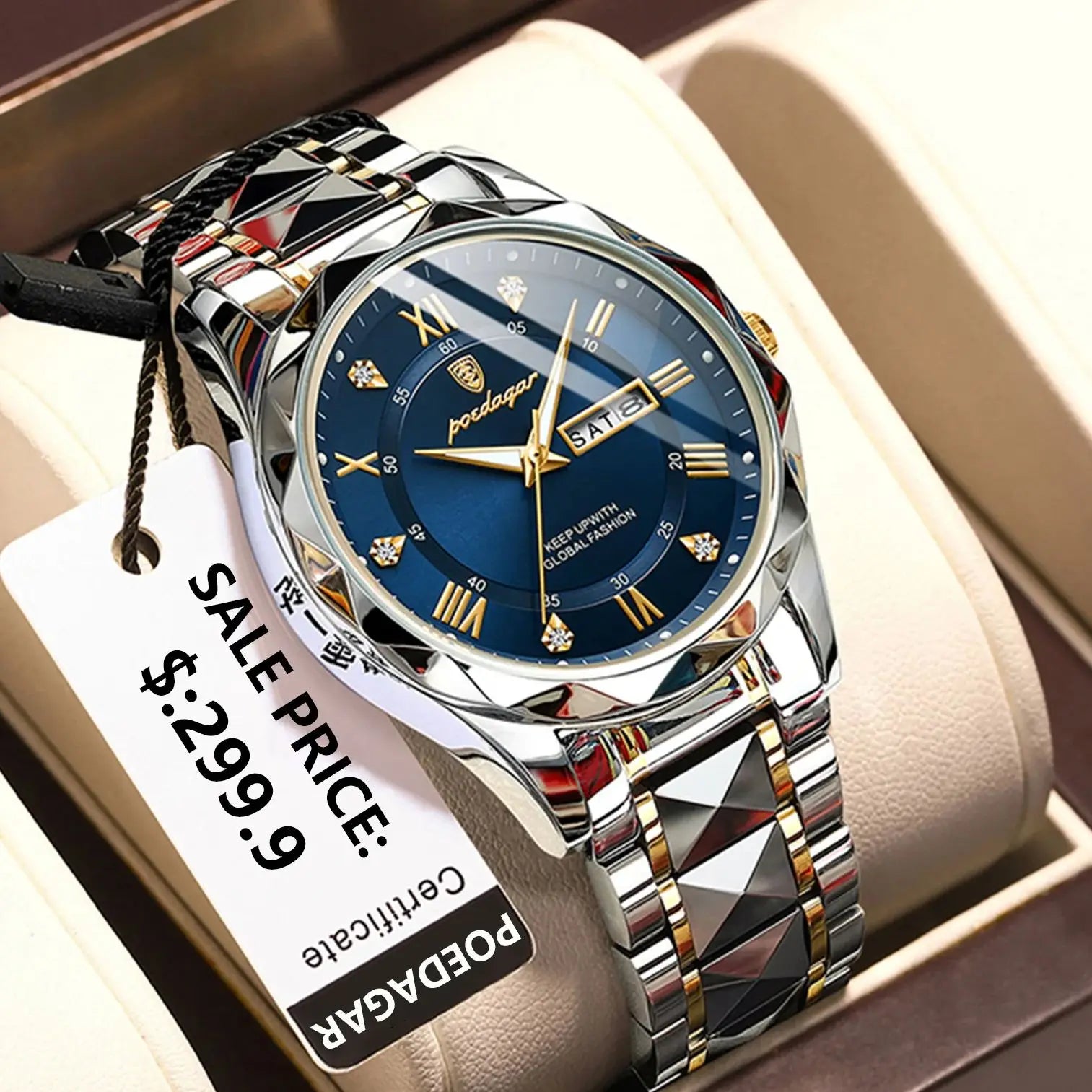 POEDAGAR Relojes de Lujo para Hombre, Impermeables de Acero Inoxidable, Luminosos, Reloj de Pulsera para Hombre, Fecha, Semana, Deportivo, Reloj de Cuarzo para Hombre, Reloj