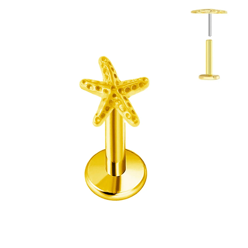 ASTM F136 G23 Titan Herzförmiger Ohrstecker 16G 18G 20G Threadless Piercing Butterfly Push-in Lippenstecker Daith Labret Conch