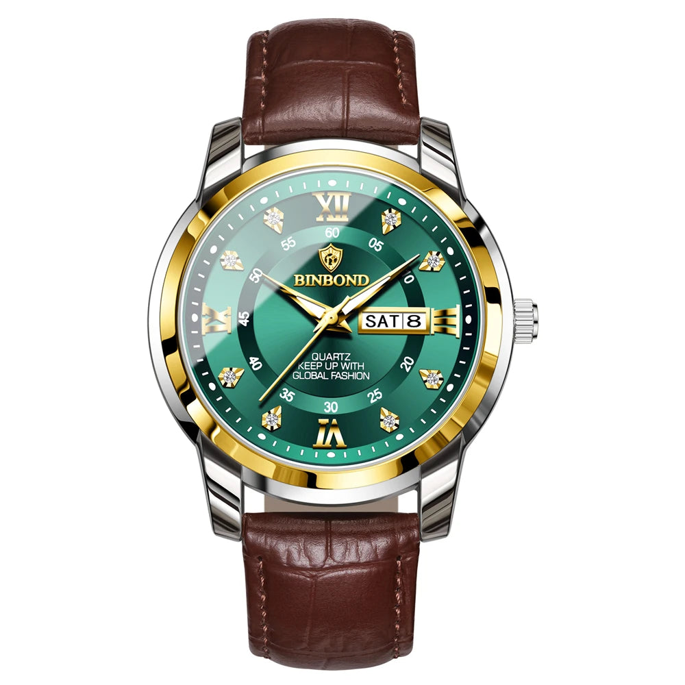 Nuevos regalos reloj de diamante informal para negocios, reloj de lujo para hombres, relojes automáticos para hombres, relojes de pulsera de cuarzo a la moda, Reloj de oro para hombre