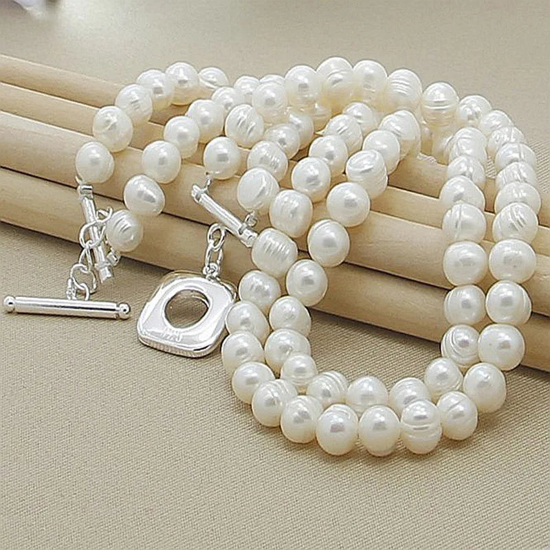 Cadenas de collar de perlas de doble capa de plata 925 Aravant para mujer, joyería de moda para boda