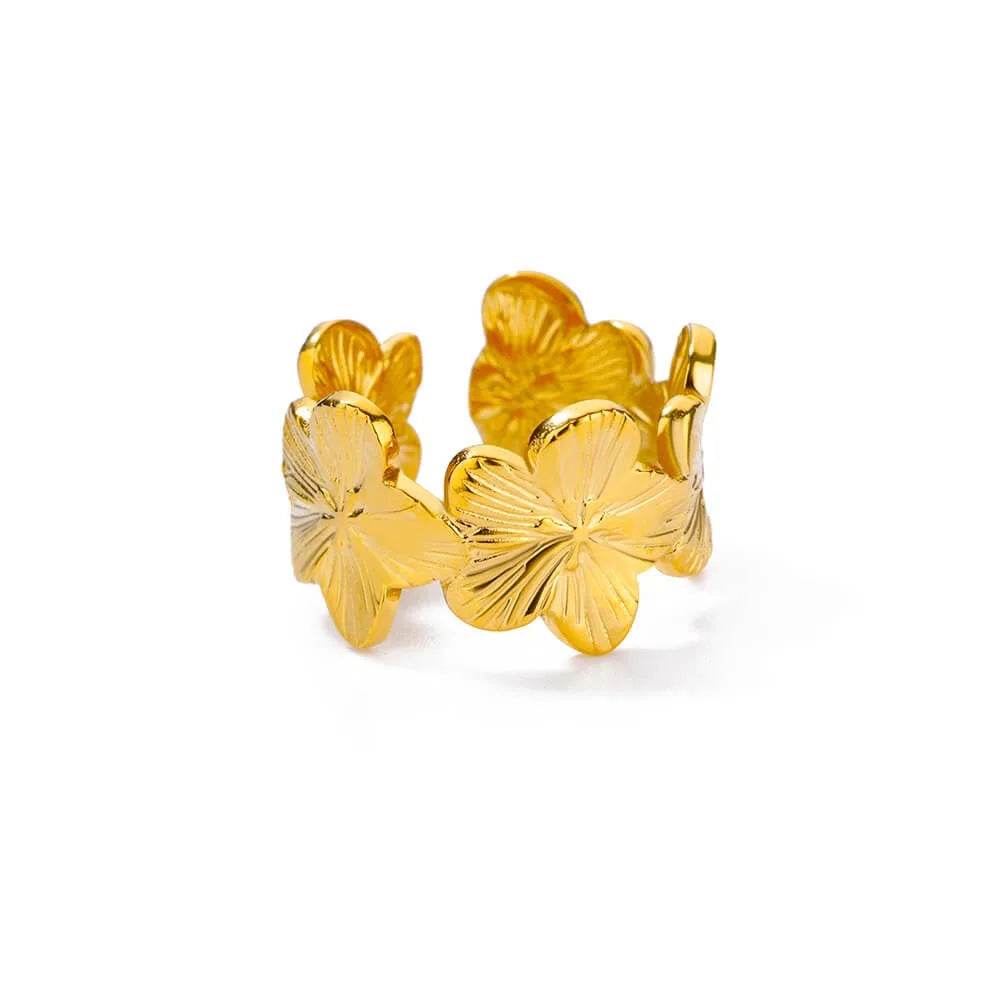 Edelstahl Übertrieben Große Blumenringe Für Frauen Gold Farbe Sonnenblume Fingerring Weiblich Mode Ästhetischer Schmuck Geschenk