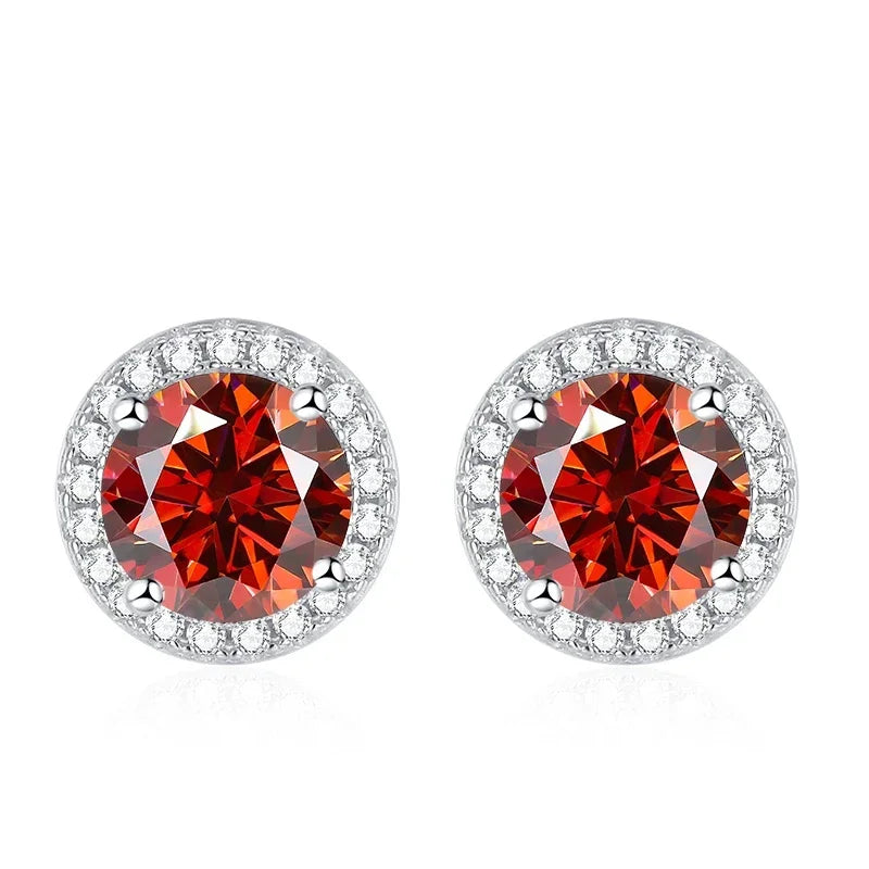 NeeTim Moissanite Ohrstecker für Damen 925 Sterling Silber Grün Blau Pink Rot Schwarz Blau Funkelnde Moissanite Ohrstecker