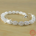 925 Silber Blumenperlen Charm Armbänder für Frauen Hohlkugel Silberarmband Verstellbar Hochzeit Party Schmuck Geschenke