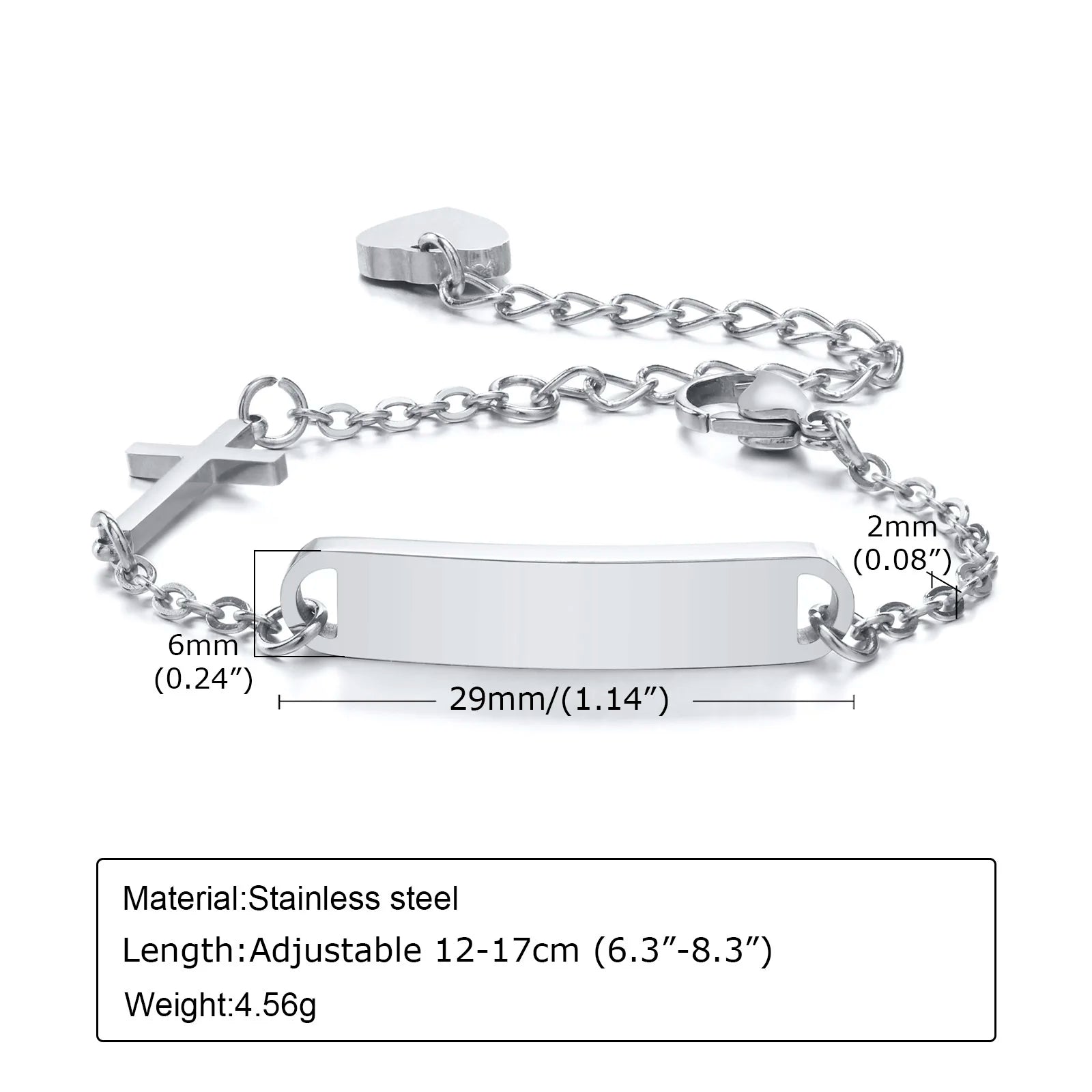 Individuelles personalisiertes Namens-ID-Armband für Mädchen und Jungen, Edelstahl-Gliederketten-Kronenarmband, nicht allergisch