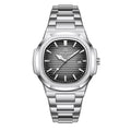 2026 Nuevo reloj de pulsera de lujo militar para hombre, cuadrado, impermeable, luminoso, con fecha y semana, reloj de cuarzo de acero inoxidable para hombre, Reloj+caja