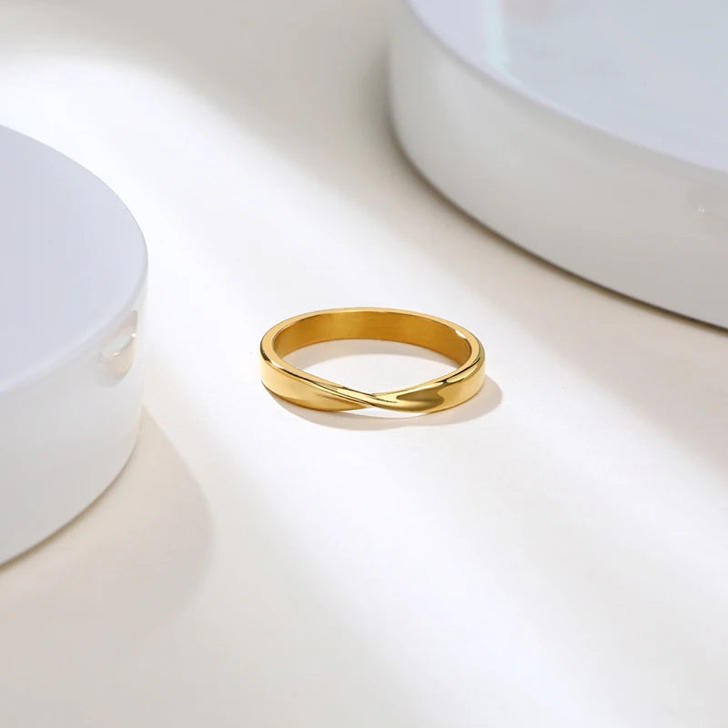 Amuleto de anillo Mobius de 3 mm de acero inoxidable, anillo de boda Mobius trenzado para mujer, regalos de amor infinito