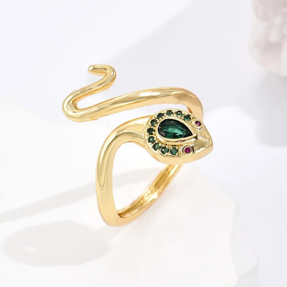 NEWBUY Fashion 6 Farben Emaille Expoxy Schlange Offene Ringe Für Frauen Luxus AAA Zirkonia Pave Fassung Kupfer Schmuck Weiblich