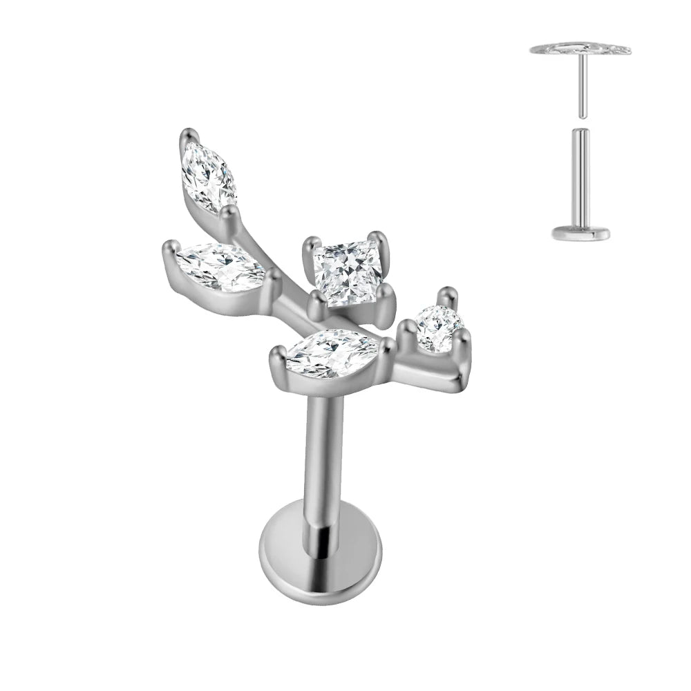 ASTM F136 G23 Titan Ohrstecker Blume 16G 18G 20G Threadless Piercing Blatt Push-in Lippenstecker Daith Labret Conch