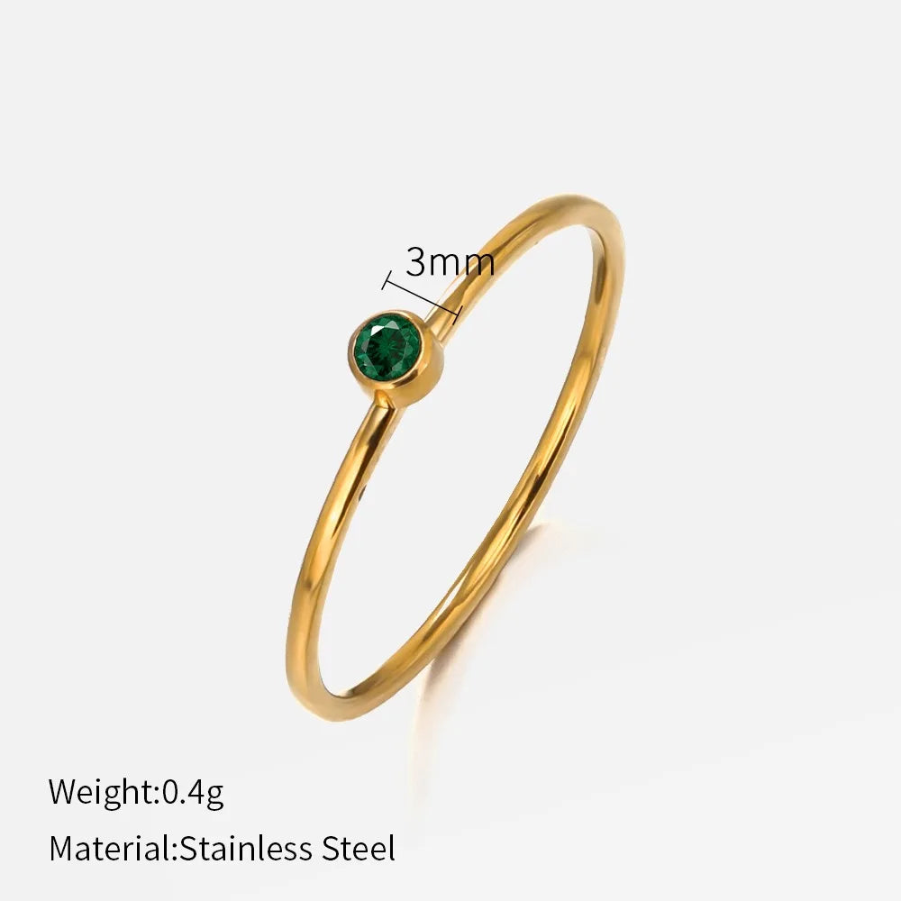 316 Edelstahl Geburtssteinring Gold Farbe Einfacher Modestil Für Frauen Festliche Party Geschenk Schmuck Dropshipping