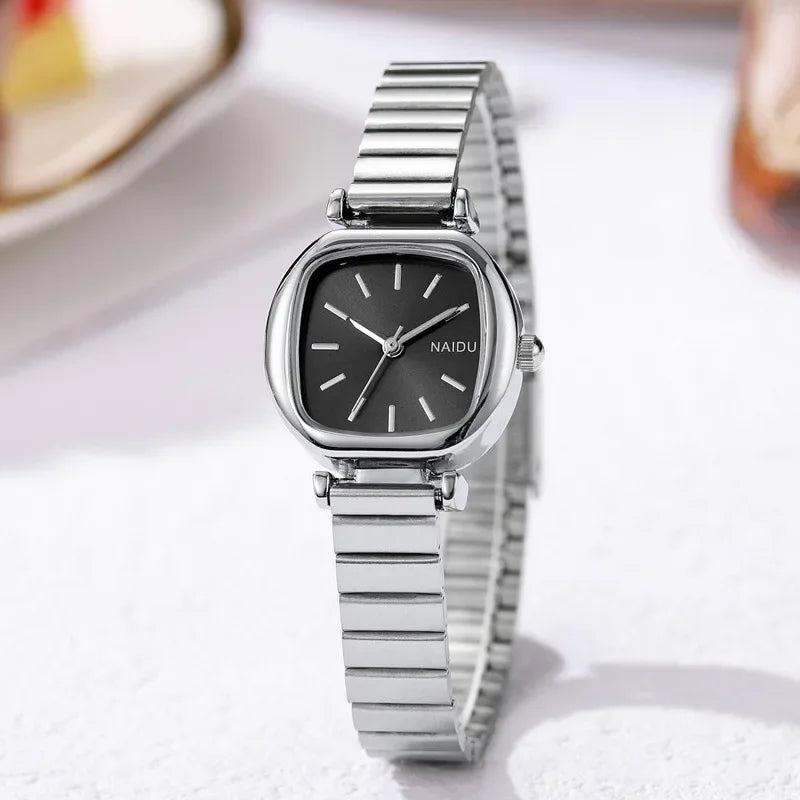 Relojes de mujer de marca pequeños y cuadrados con correa ajustable de acero inoxidable de cuarzo para mujer, reloj de regalo de lujo a la moda.