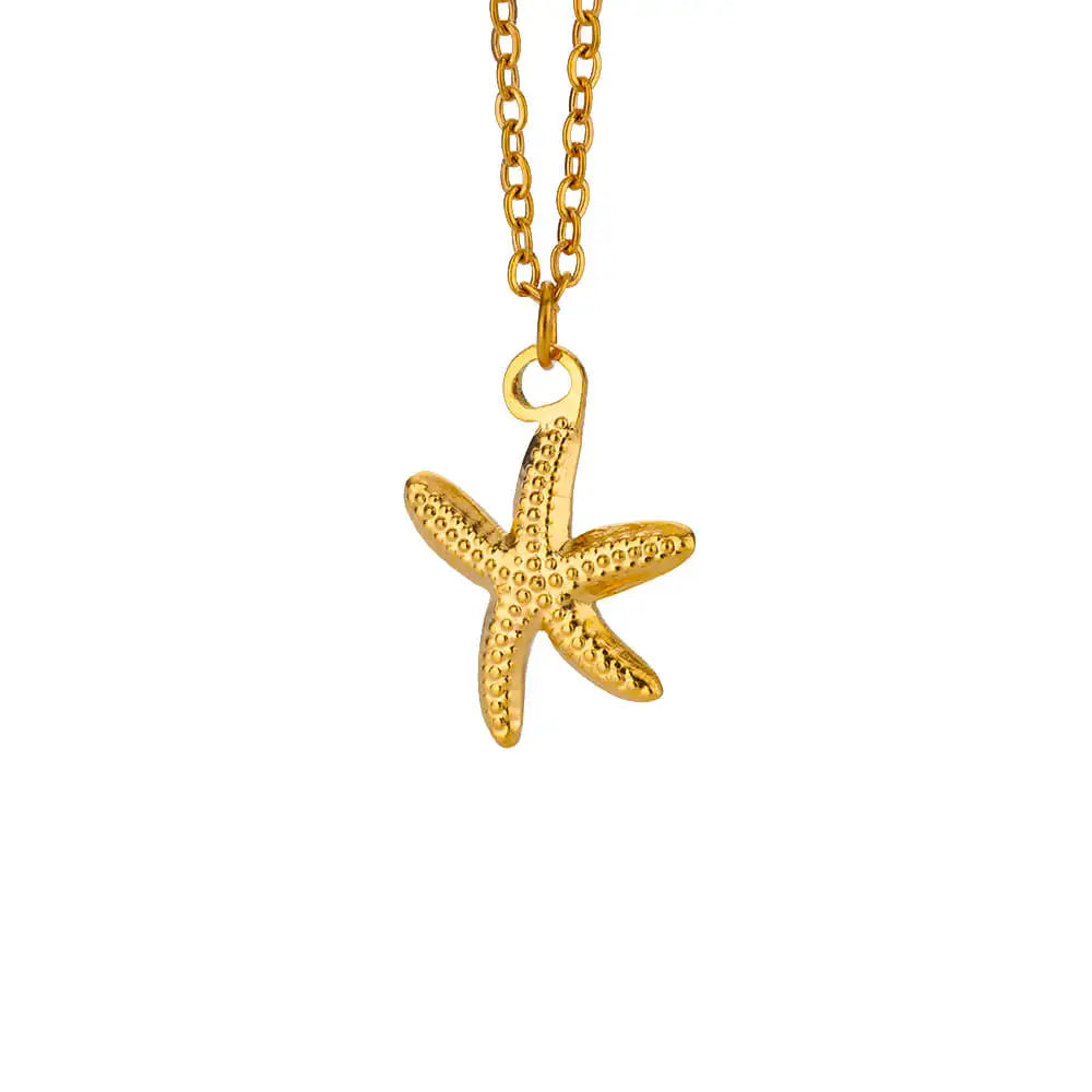 Vintage Starfish Shell Necklaces For Women Gold Color Stainless Steel Pendant Shell Necklace Aesthetic  Summer Jewelry Gift bff