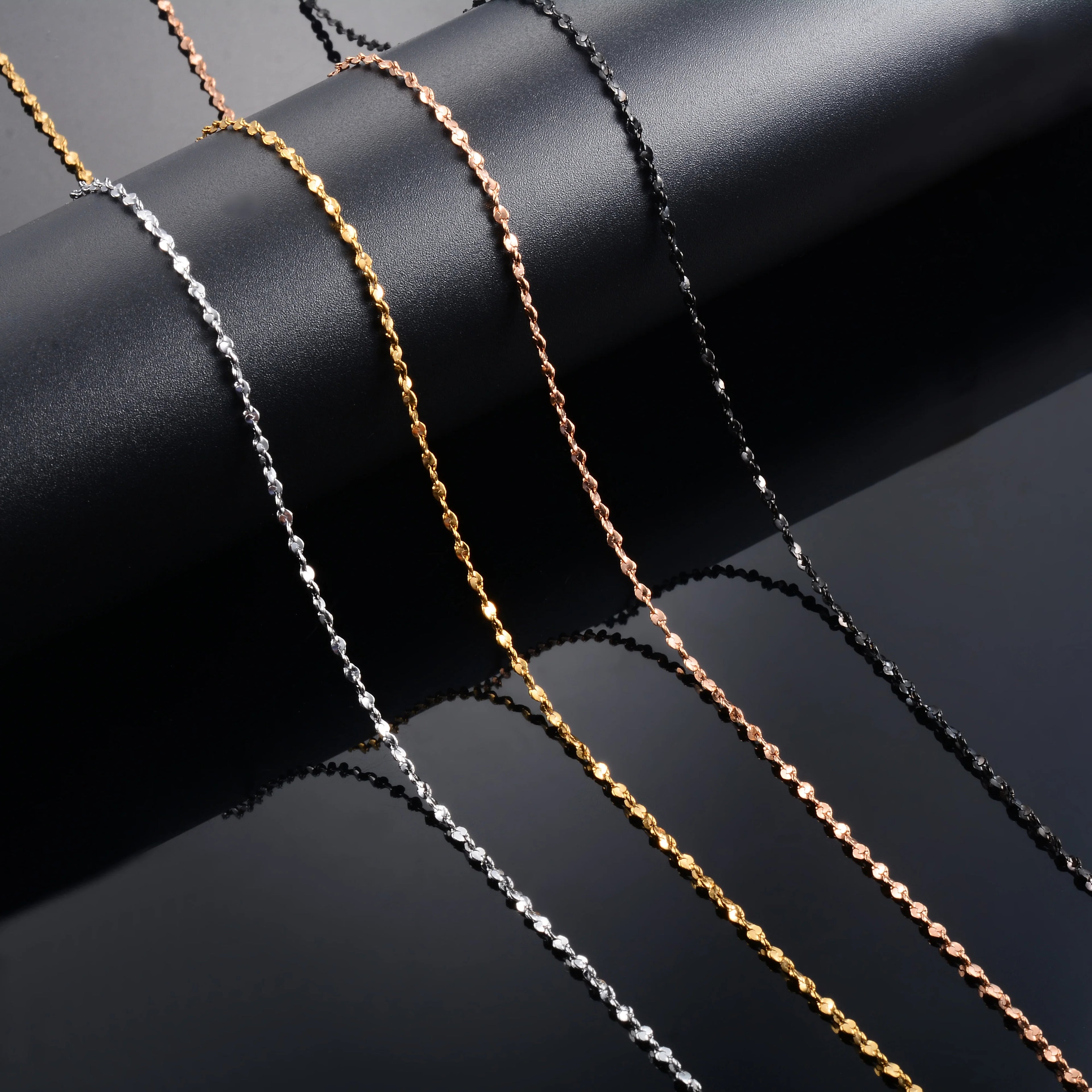 Zierliche Damen Halskette Glitzer-Kabelkette Edelstahl Schmuck Accessoires für Halskragen für Damen Choker DIY Geschenk