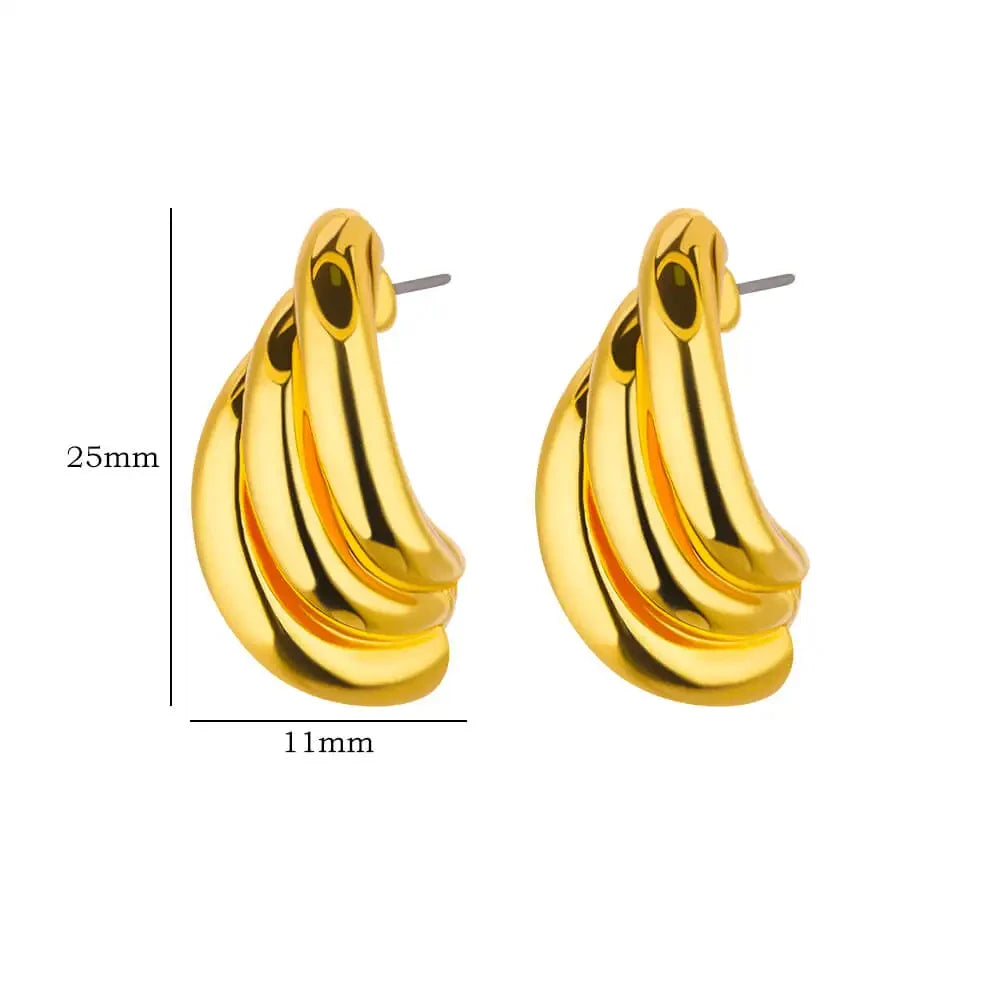 C-förmige Muschel-Ohrringe für Damen, Edelstahl, Wassertropfen, Tropfen-Hoop-Ohrringe, modische Piercing-Ohr-Accessoires, Party-Schmuck
