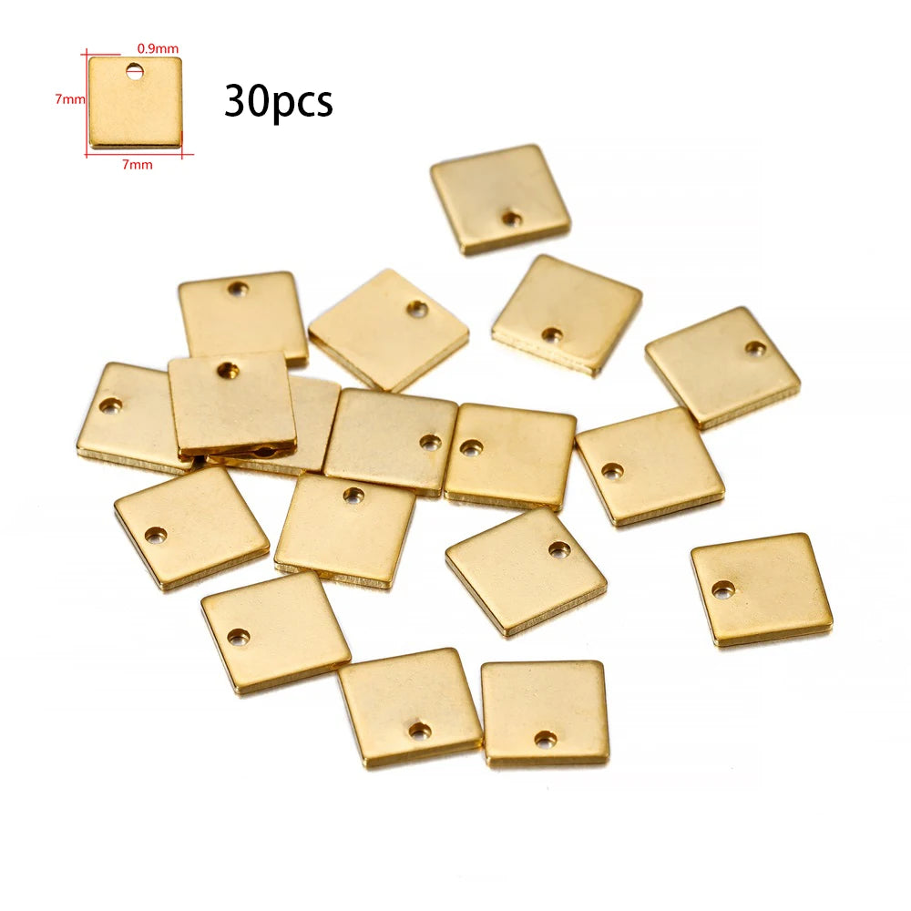 10-50 Piezas de Acero Inoxidable Dorado, Placas de Identificación Personalizadas, Óvalos en Forma de Corazón, Dijes, Colgantes para Suministros de Fabricación de Joyería DIY