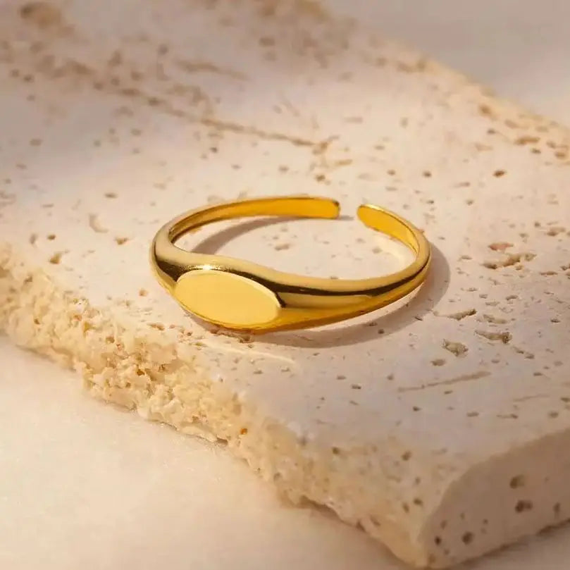 Modische ovale Ringe für Damen, goldfarben, Edelstahl, geometrischer offener Ring, Hochzeit, Statement-Schmuck, Trendgeschenk 2024 für die beste Freundin