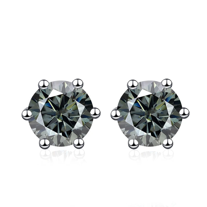 NeeTim Pendientes de Moissanita de 0,5 ct, 1 ct, 2 ct para mujer, de plata de ley 925, en verde, rosa, negro, azul y gris, con circonitas brillantes