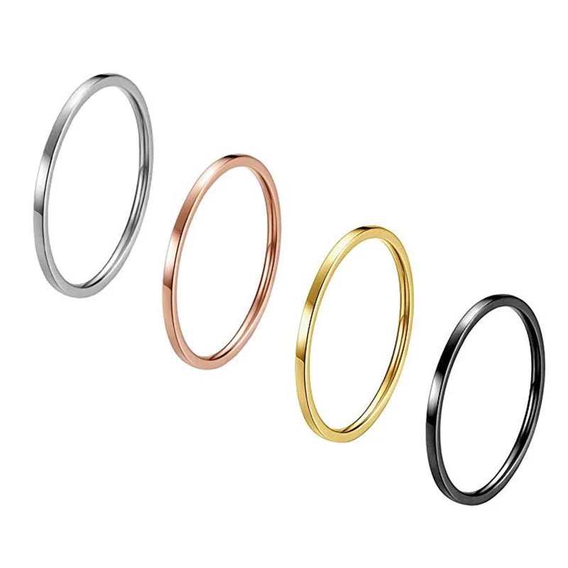 1 mm Dünner stapelbarer Ring aus Edelstahl, schlichter Bandring für den Fingerknöchel, Midi-Ring für Frauen und Mädchen, Größe 3-10