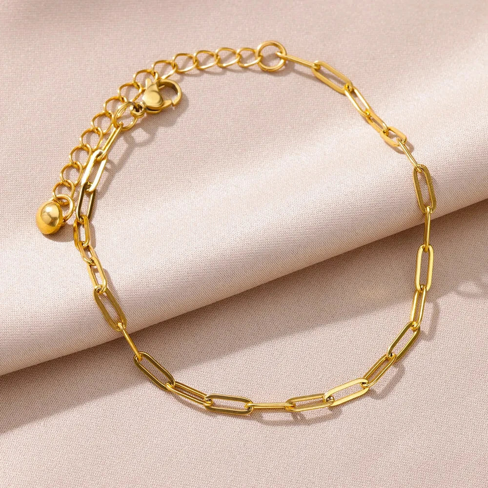 Edelstahl-Imitationsperlen-Fußkettchen für Damen, goldfarbene Kette, Knöchel-Armband, Fußkettchen, Sommer-Strandschmuck-Accessoires, Geschenk