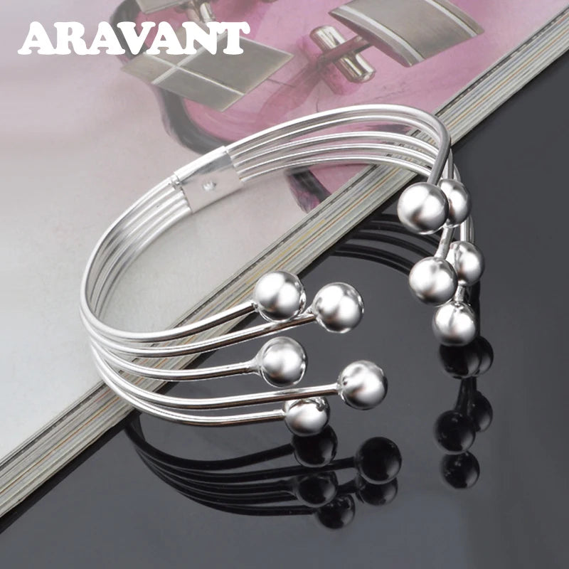 Aravant 925 Sterling Silber Mehrzeiliges Perlen-Armband für Damen, Hochzeitsschmuck Geschenke