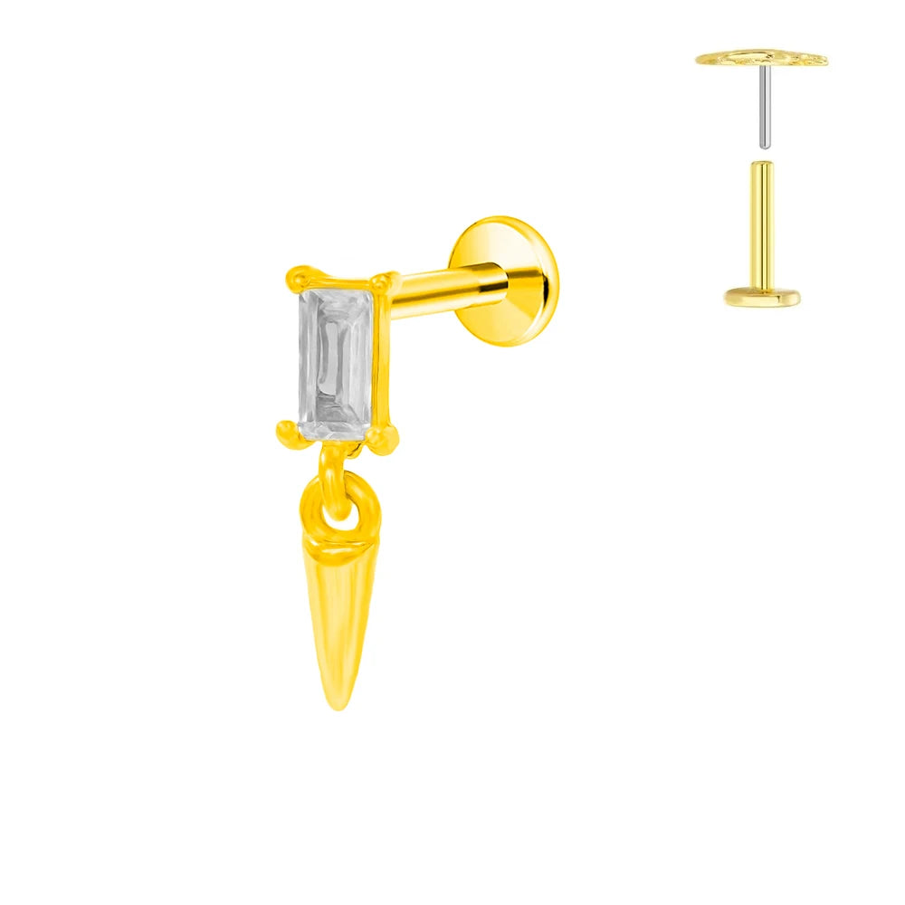 ASTM F136 G23 Titan Blumen Piercing Push-In Zweig Ohrring Stecker Anhänger Gewindefreies Labret Piercing Knorpel Körperschmuck