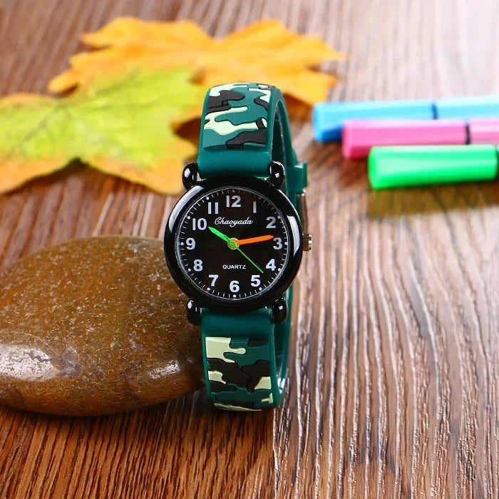 Reloj de pulsera de cuarzo con correa de camuflaje de marca para niños, relojes de dibujos animados para estudiantes, niños, niñas, deportivos, para fans del ejército, geniales, Dropshipping