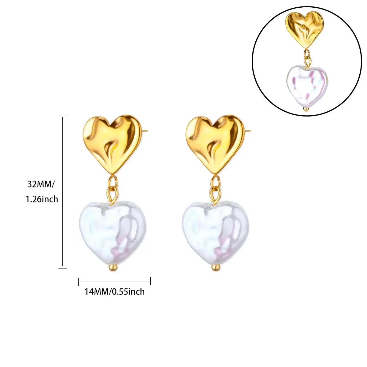 Hohle Zirkon-Herzohrringe für Frauen, Edelstahl, Goldfarben, Herz-Ohrring, Luxuriöser Hochzeitsschmuck für Paare, Geschenk, kostenloser Versand