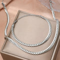 Aomogo Edelstahl Schlichtes flaches kubanisches Kettenarmband Halskette Schmuckset 18k vergoldet Modische dicke Kette Modeschmuck