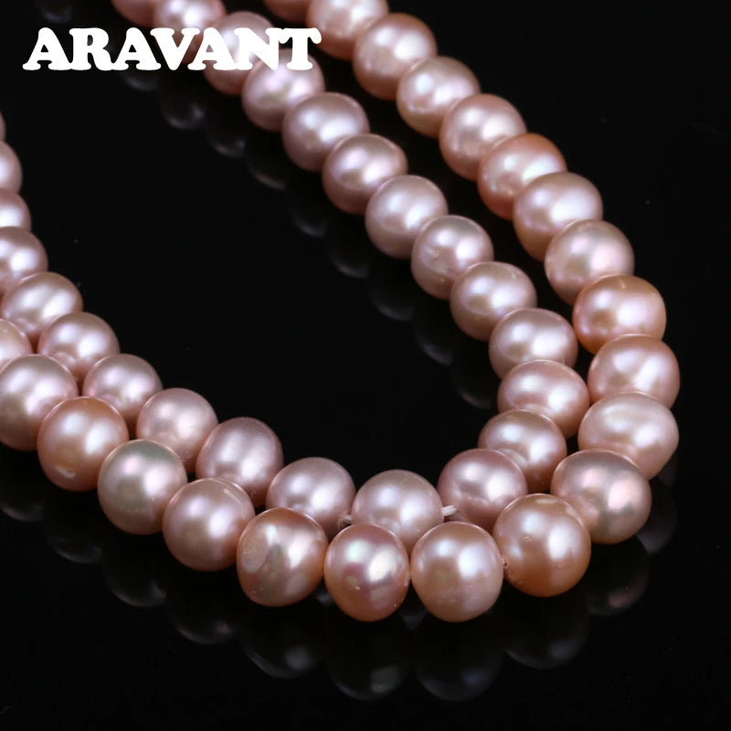 Cadena de collar de perlas de agua dulce de 8 mm de plata 925 Aravant para mujer, joyería de moda