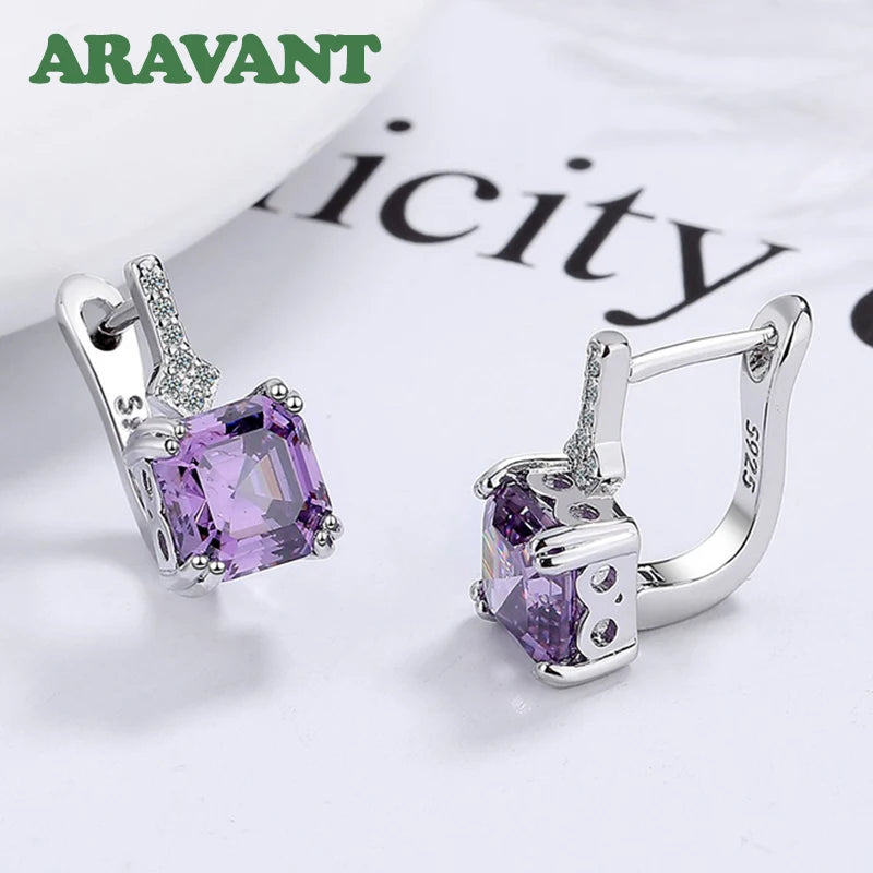 Aravant Pendientes Colgantes Cuadrados de Circonia de Plata de Ley 925 para Mujer Joyería de Moda