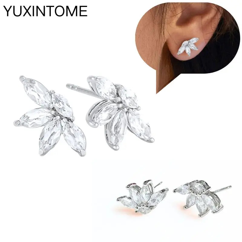 925 Sterling Silber Ohrnadel Mode Creolen Weiße Kristall Luxus Damen Silberohrringe Hochzeit Damenschmuck Geschenk
