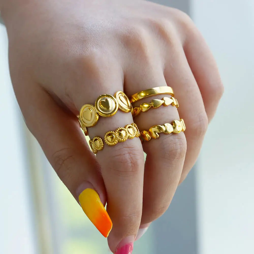 Zirkon Herzringe für Damen, Edelstahl, goldfarben, verstellbarer offener Fingerring, Hochzeit, Ästhetischer Schmuck, Geschenk 2024