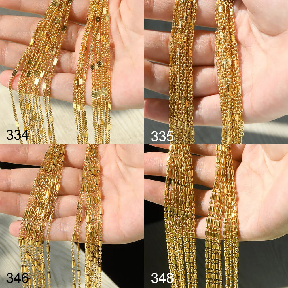 10pcs/Lot 45cm Stainless Steel Golden/Silvery Color 304 Chains Necklace Women Jewelry Making Accessories DIY Handmade Supplies