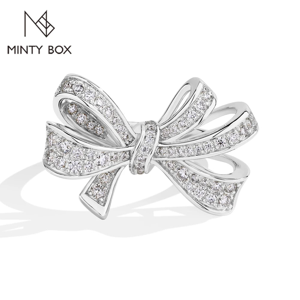 Anillo de compromiso MINTYBOX S925 de plata de ley con lazo de moissanita de laboratorio para mujer, anillos de lujo con diamantes, regalo de joyería fina para bodas