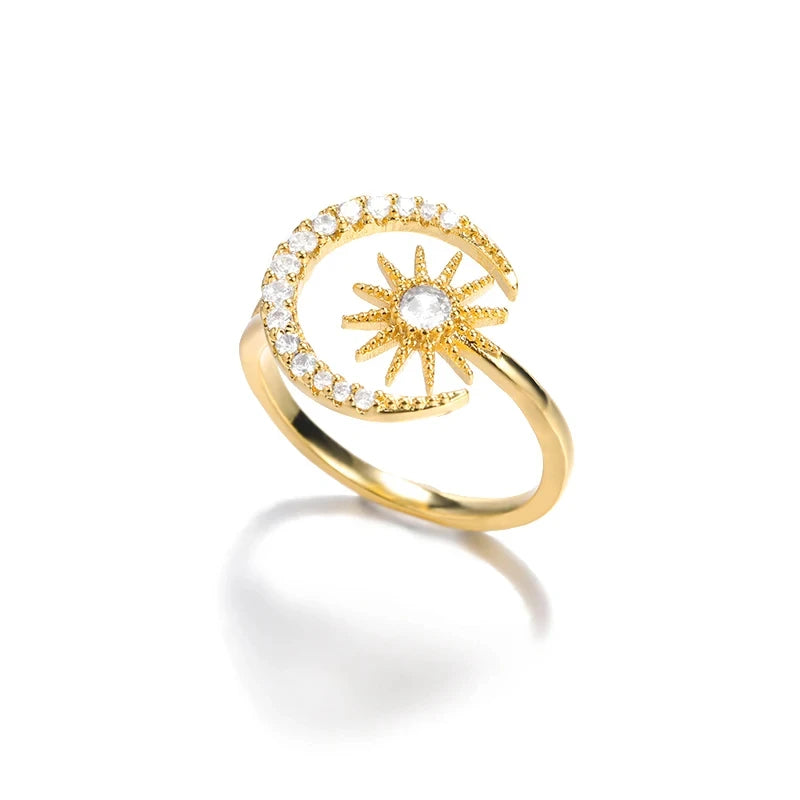 Edelstahl Lotusblumenring für Frauen, goldfarben, Vintage-Stein, Opal, ovaler Blumenring, modischer ästhetischer Schmuck, Geschenk