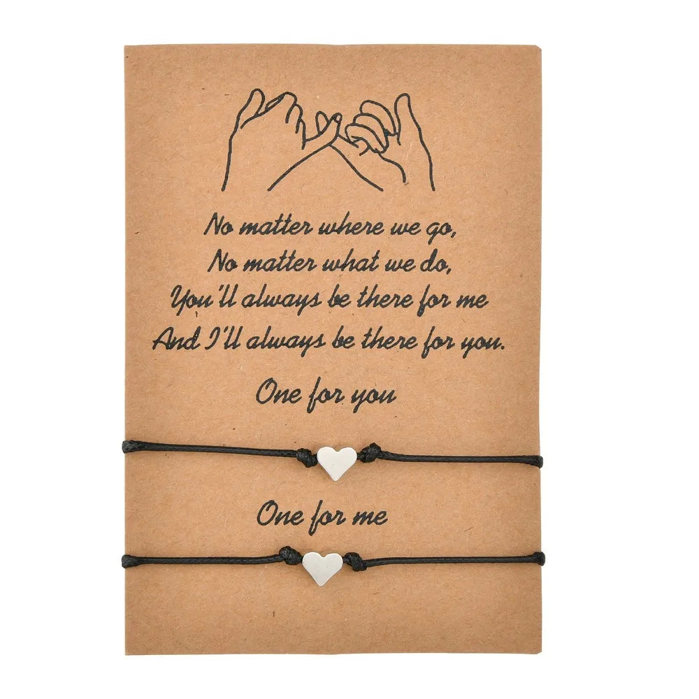 2 PCS Vintage Card Set Simple and Fashionable Popular Copper Love Adjustable Friendship Bracelet Valentine's Day Jewelry