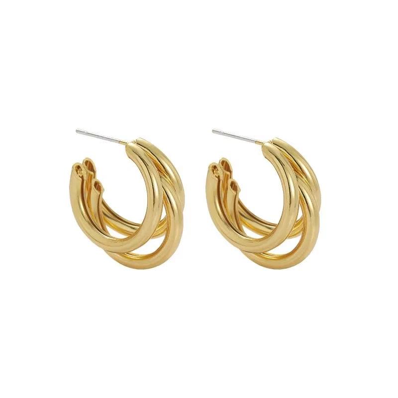 Pendientes de aro coreanos dorados para mujer, de metal, elegantes, vintage, geométricos, llamativos, de lujo, para fiesta 2025, nuevo regalo de joyería