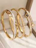 1 Stück/Set Damen Hochzeitsschmuck Party Feiertag Valentinstag Geschenk Edelstahl Armband 18K vergoldet Armband