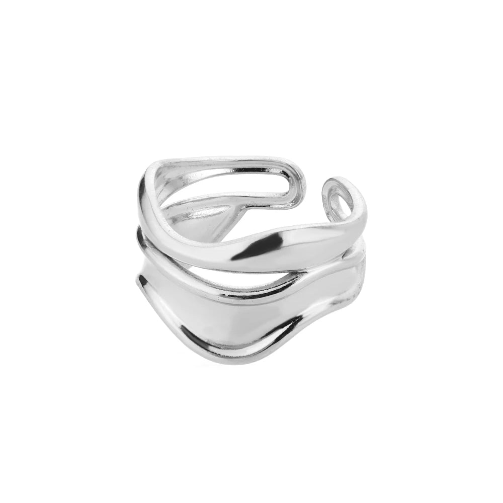 Edelstahlringe für Damen Wasserdicht Offen Goldfarbener Ring Hochzeits-Paarband Schmuck Geschenke Kostenloser Versand Artikel anillos