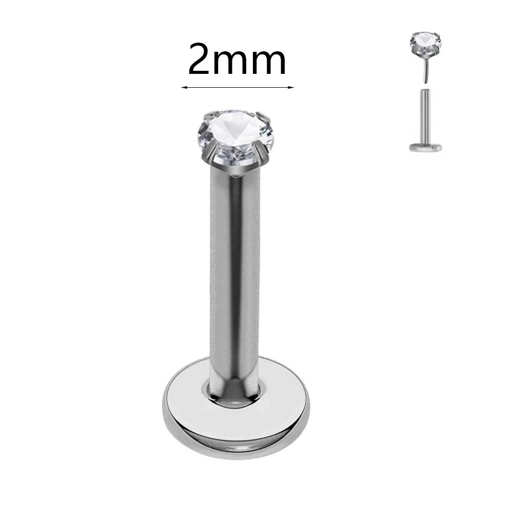 ASTM F136 G23 Titan Kugel Tragus Ohrring Gewindeloses Piercing Herz Zirkonia Stift Daith Conch Push-in Labret Stecker